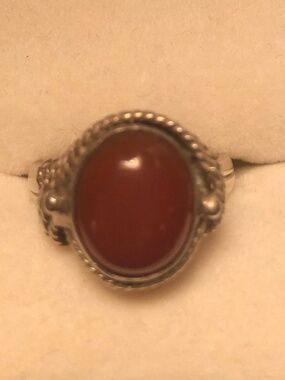 Vintage Carnelian Cabochon sterling silver  ring